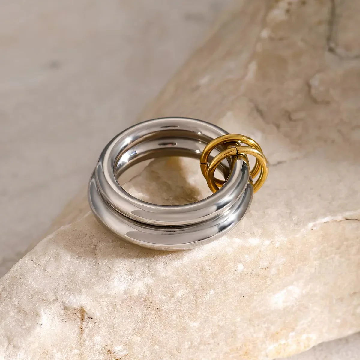 [GALE]Dune Stacked Gold Ring
