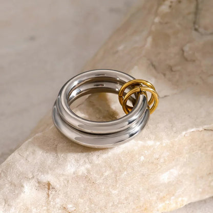 [GALE]Dune Stacked Gold Ring