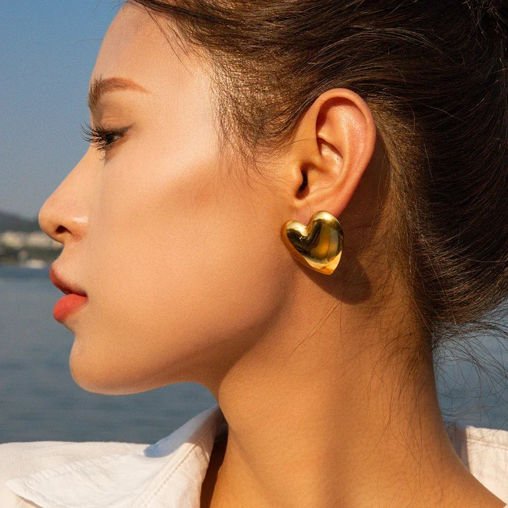 [GALE]Aubree Gold Heart Earrings