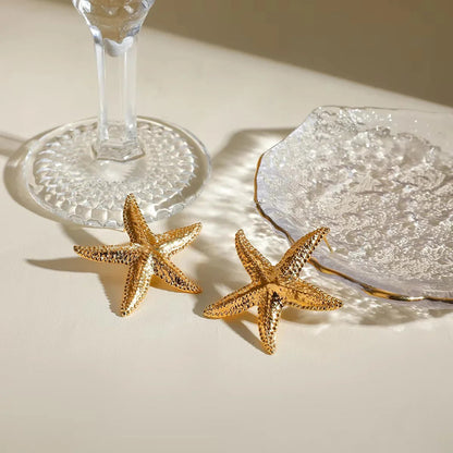 [GALE]Serene Gold Starfish Earrings