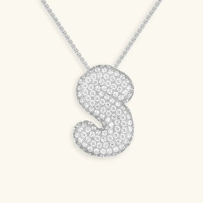 [GALE]Bubble Initial Diamond Necklace