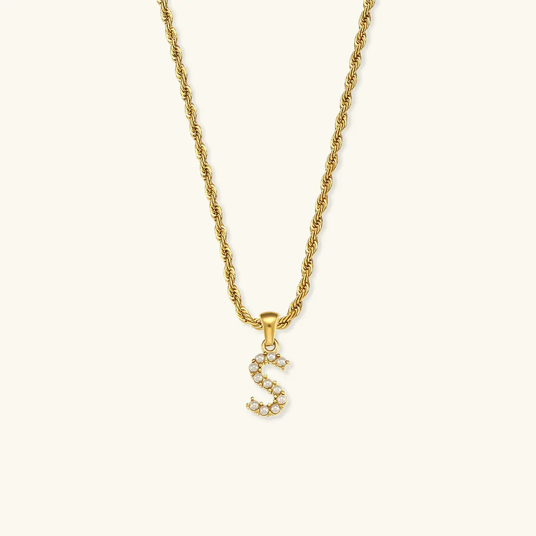 [GALE]Elodie Initial Letter Pearl Necklace