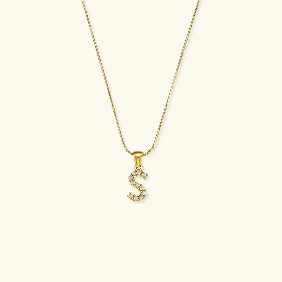 [GALE]Augustine Initial Letter Pearl Necklace