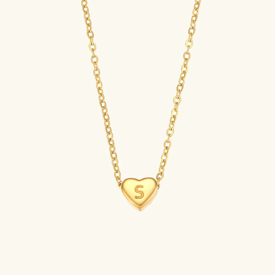 [GALE]Heart Initial Gold Necklace