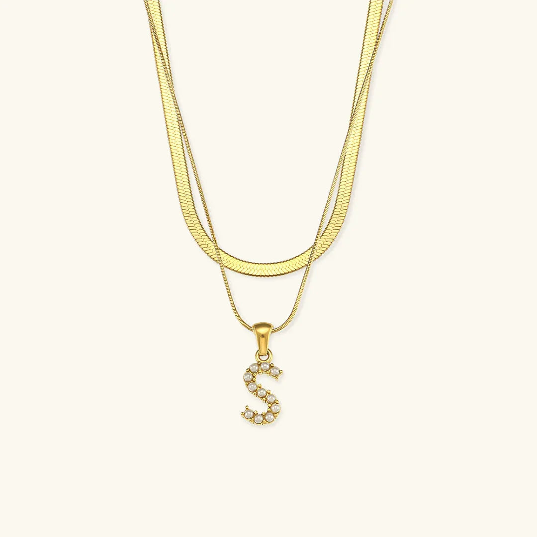 [GALE]Fiona Layered Gold Initial Letter Necklace