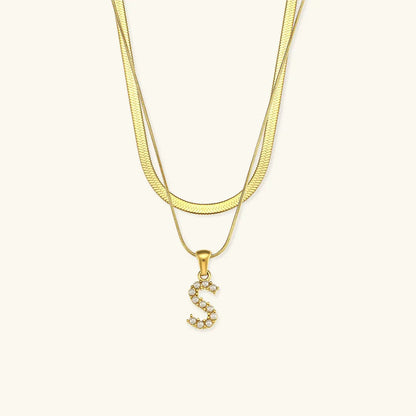 [GALE]Fiona Layered Gold Initial Letter Necklace
