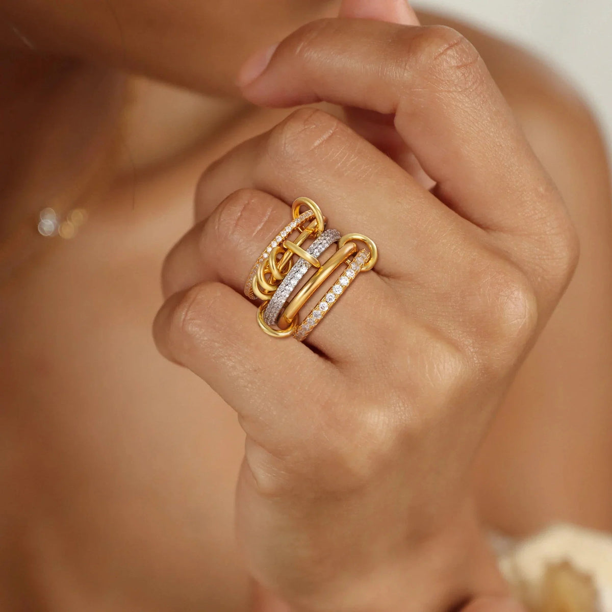 [GALE]Blaise Stacked Diamond Ring