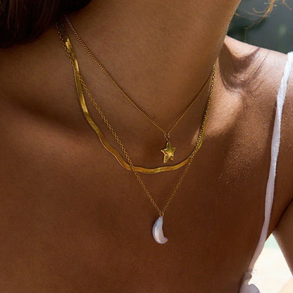[GALE]Cirra Sun & Moon Layered Gold Necklace