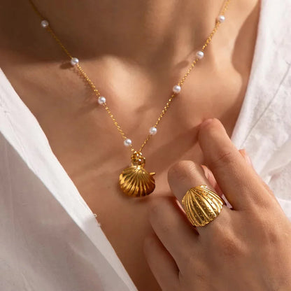 [GALE]Aloha Gold Seashell Ring
