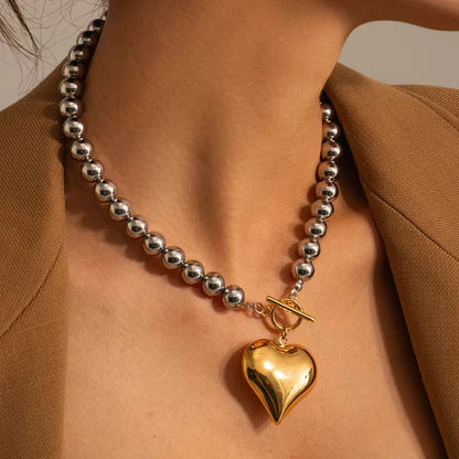 [GALE]Alicia Chunky Bead Heart Pendant