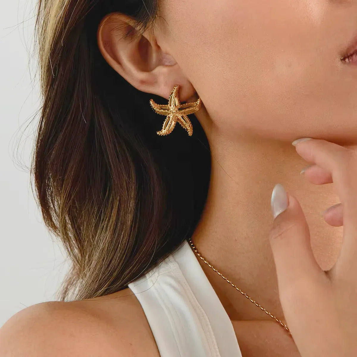 [GALE]Aquatta Gold Starfish Earrings