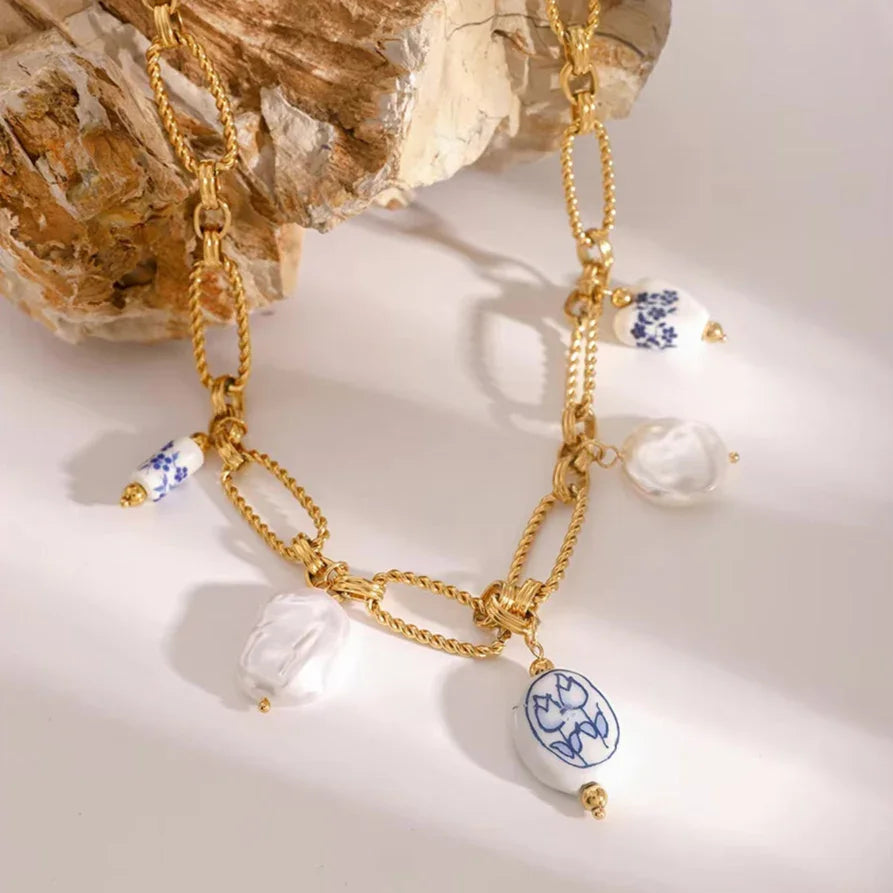 [GALE]Cerulean Freshwater Pearl Necklace