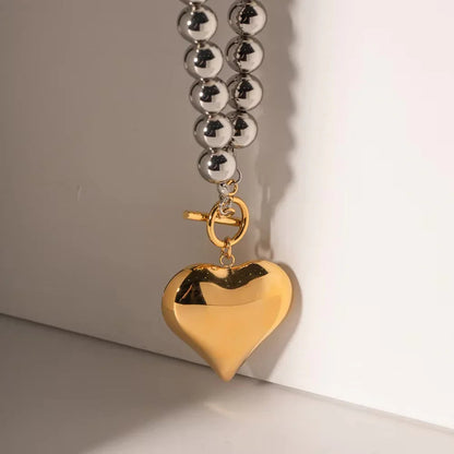 [GALE]Alicia Chunky Bead Heart Pendant