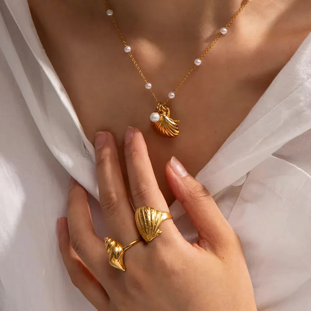 [GALE]Aloha Gold Seashell Ring