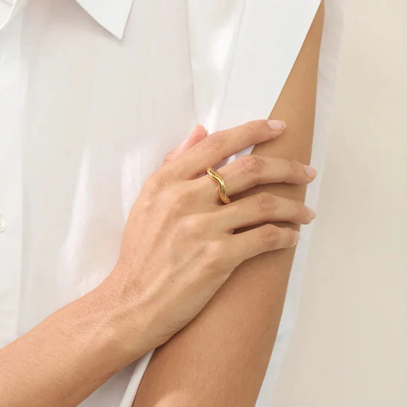 [GALE]Lunaria Gold Wave Ring