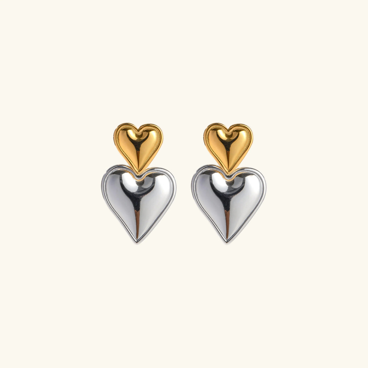 [GALE]Zofia Two Tone Heart Earrings