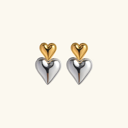 [GALE]Zofia Two Tone Heart Earrings