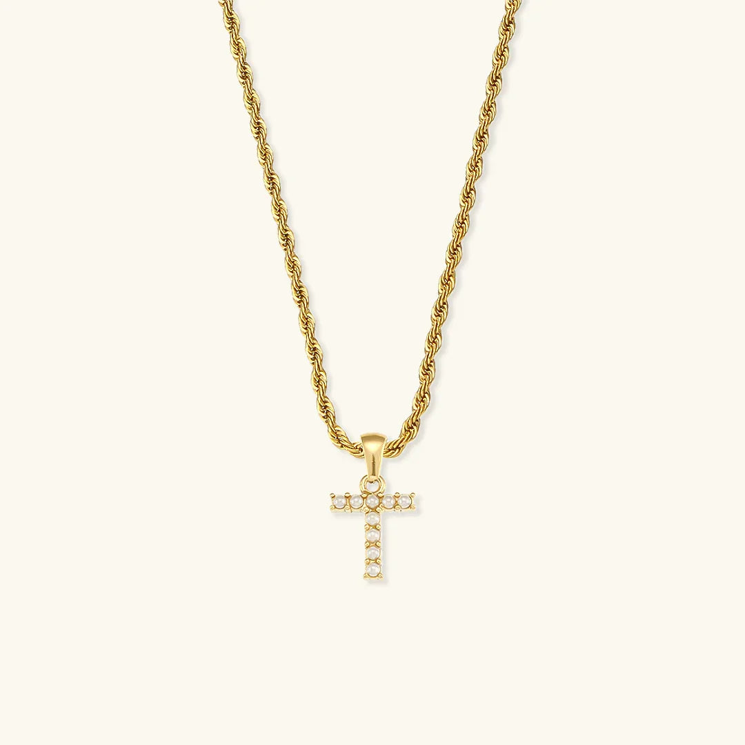 [GALE]Elodie Initial Letter Pearl Necklace