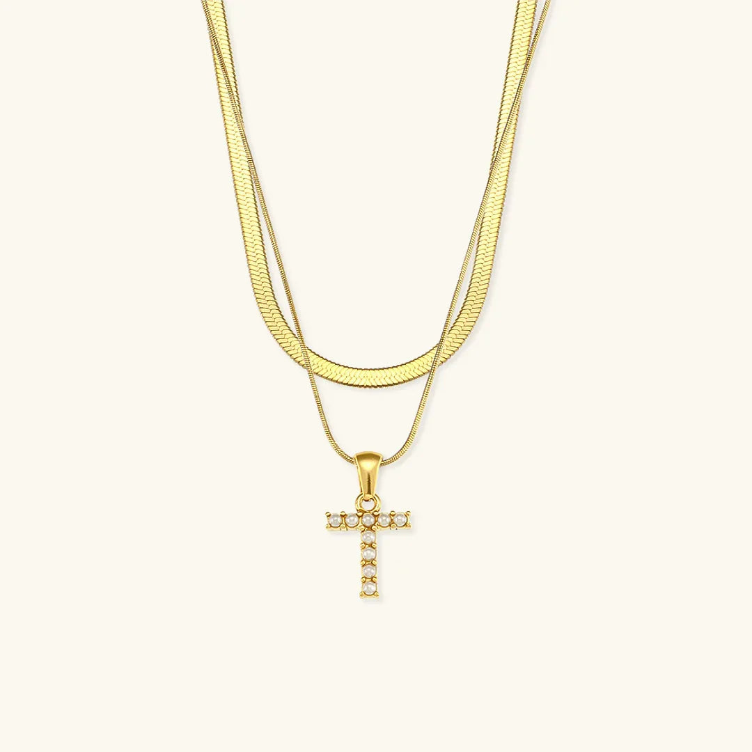 [GALE]Fiona Layered Gold Initial Letter Necklace