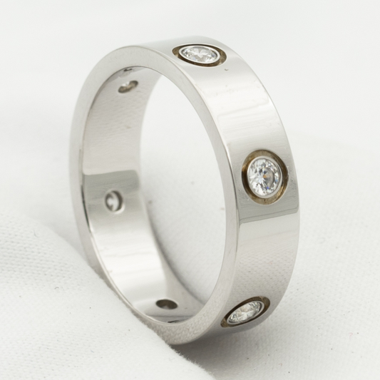 [GALE]LOVE RING 5.5MM 6 DIAMONDS SILVER