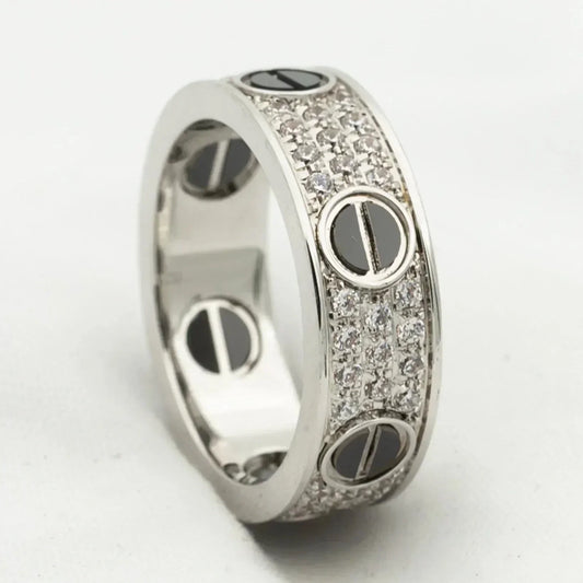 [GALE]LOVE RING 5.5MM DIAMONDS PAVED CERAMIC