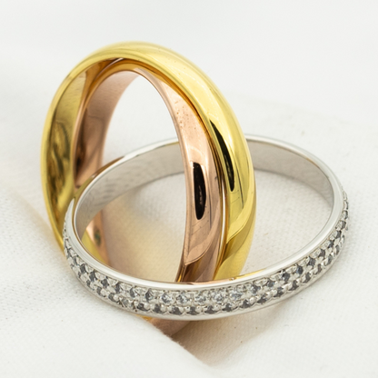[GALE]TRINITY RING GOLD PINK GOLD SILVER DIAMONDS