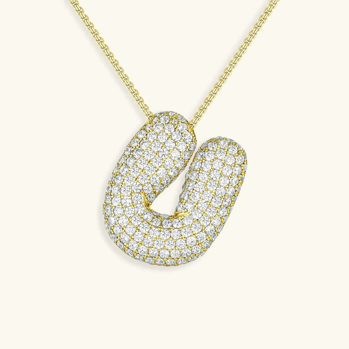 [GALE]Bubble Initial Diamond Necklace