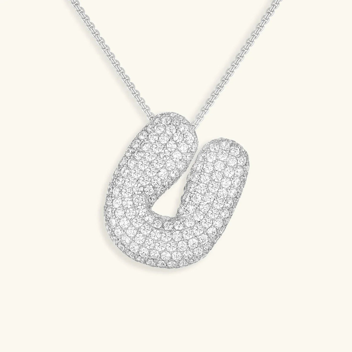 [GALE]Bubble Initial Diamond Necklace