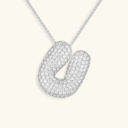 [GALE]Bubble Initial Diamond Necklace