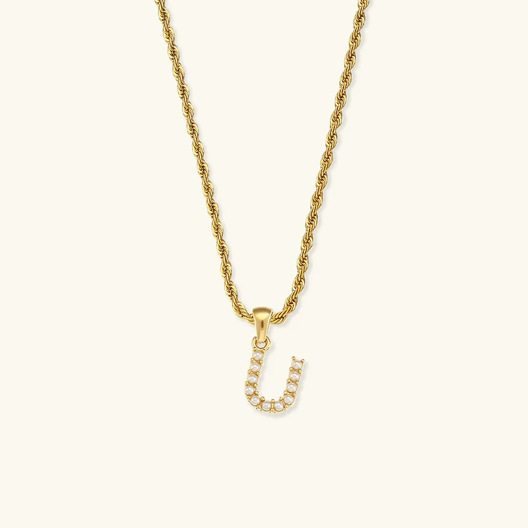 [GALE]Elodie Initial Letter Pearl Necklace