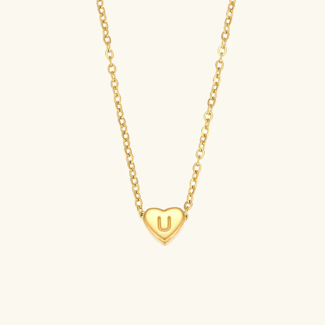 [GALE]Heart Initial Gold Necklace