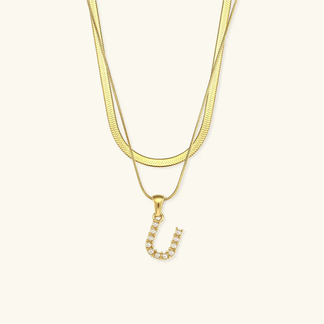 [GALE]Fiona Layered Gold Initial Letter Necklace