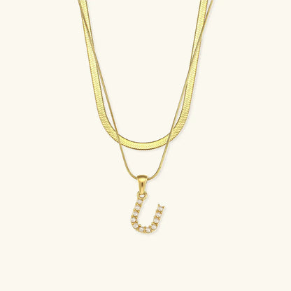 [GALE]Fiona Layered Gold Initial Letter Necklace