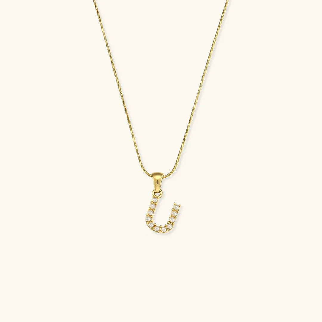 [GALE]Augustine Initial Letter Pearl Necklace