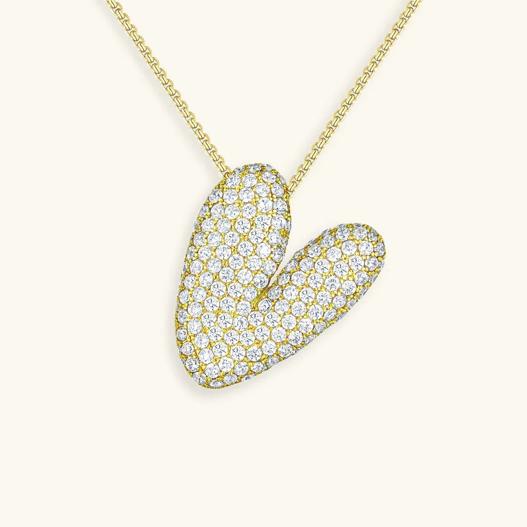 [GALE]Bubble Initial Diamond Necklace