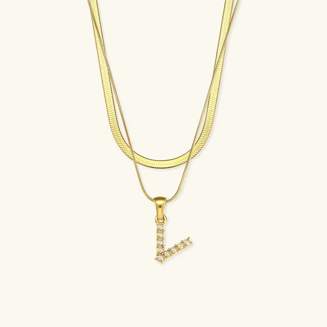 [GALE]Fiona Layered Gold Initial Letter Necklace