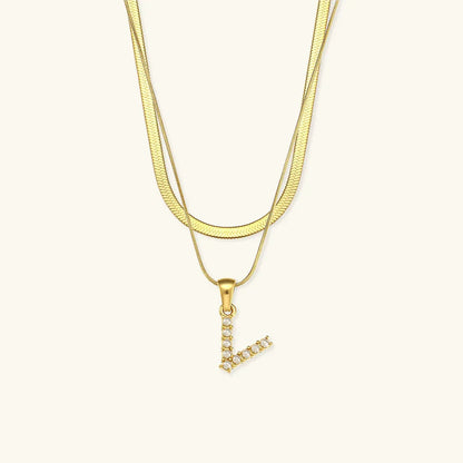 [GALE]Fiona Layered Gold Initial Letter Necklace