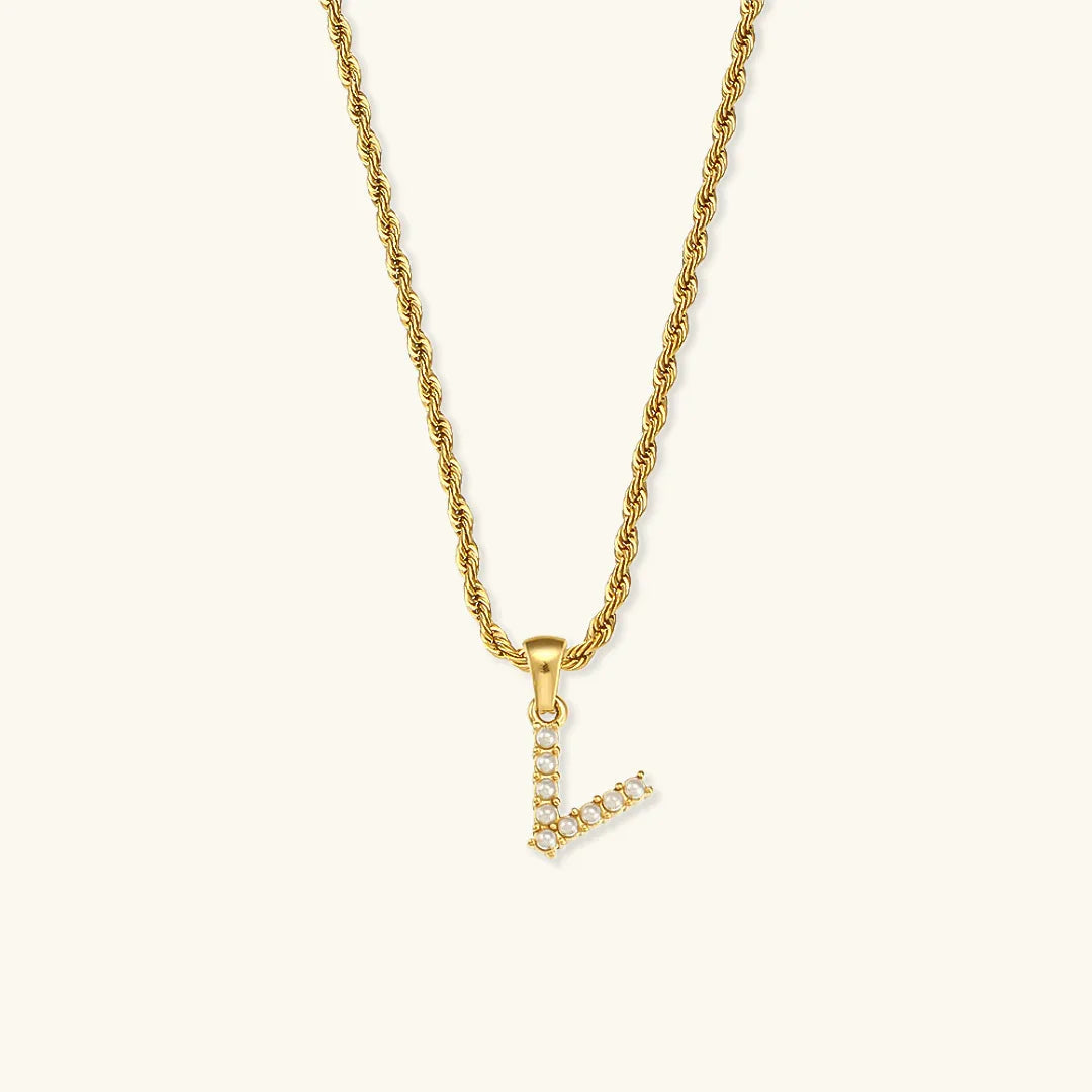 [GALE]Elodie Initial Letter Pearl Necklace