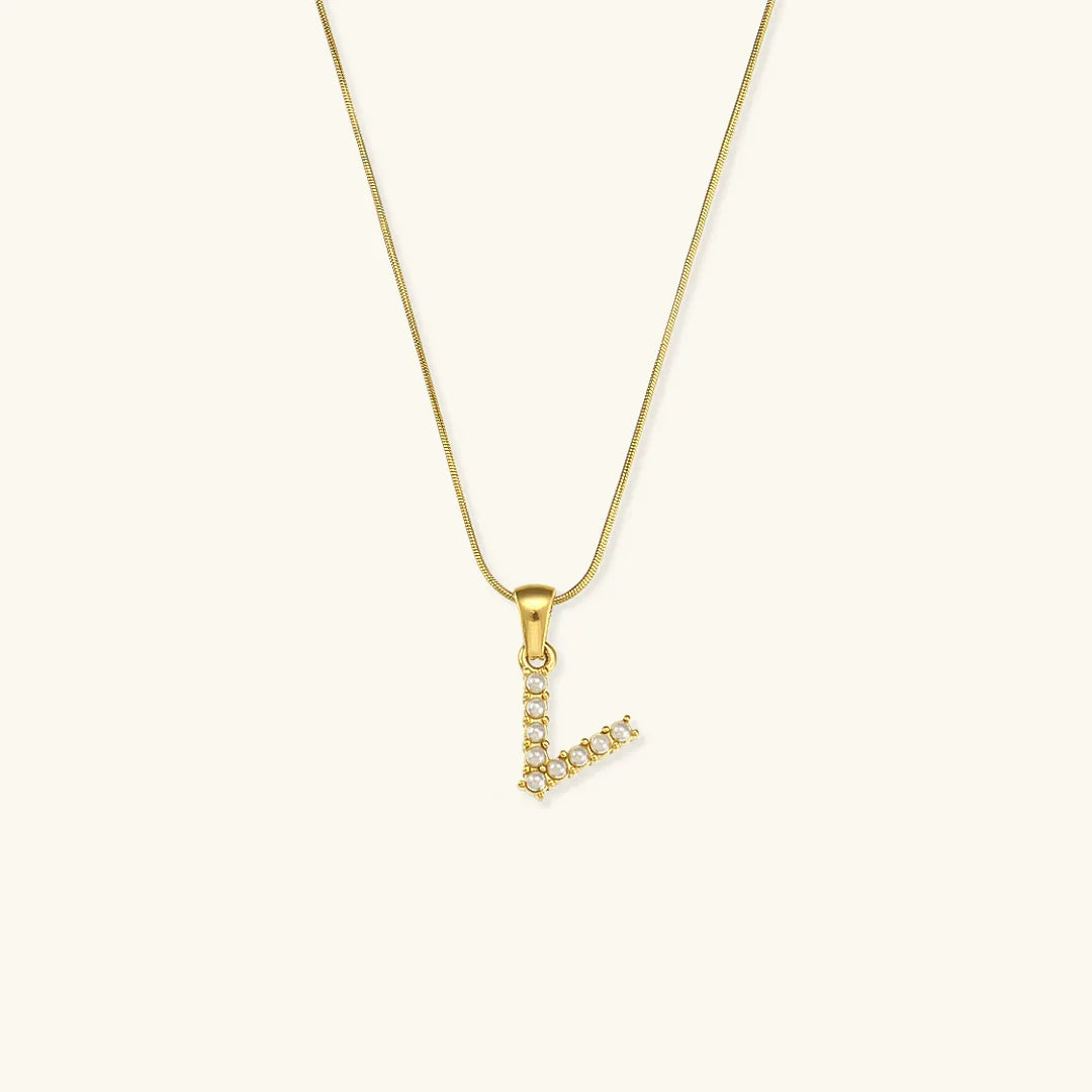 [GALE]Augustine Initial Letter Pearl Necklace