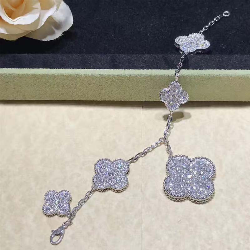 [GALE]CLOVER 6 MOTIFS SILVER DIAMOND BRACELET