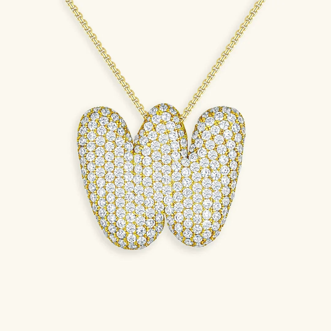[GALE]Bubble Initial Diamond Necklace