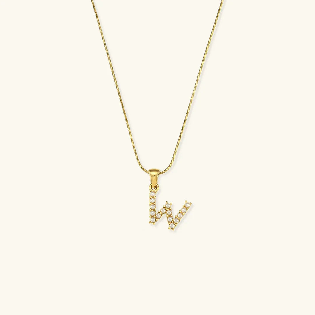 [GALE]Augustine Initial Letter Pearl Necklace