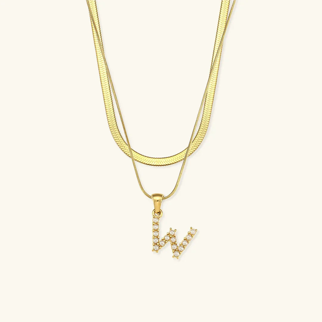 [GALE]Fiona Layered Gold Initial Letter Necklace