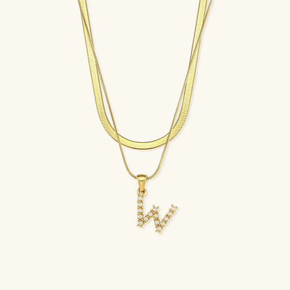 [GALE]Fiona Layered Gold Initial Letter Necklace