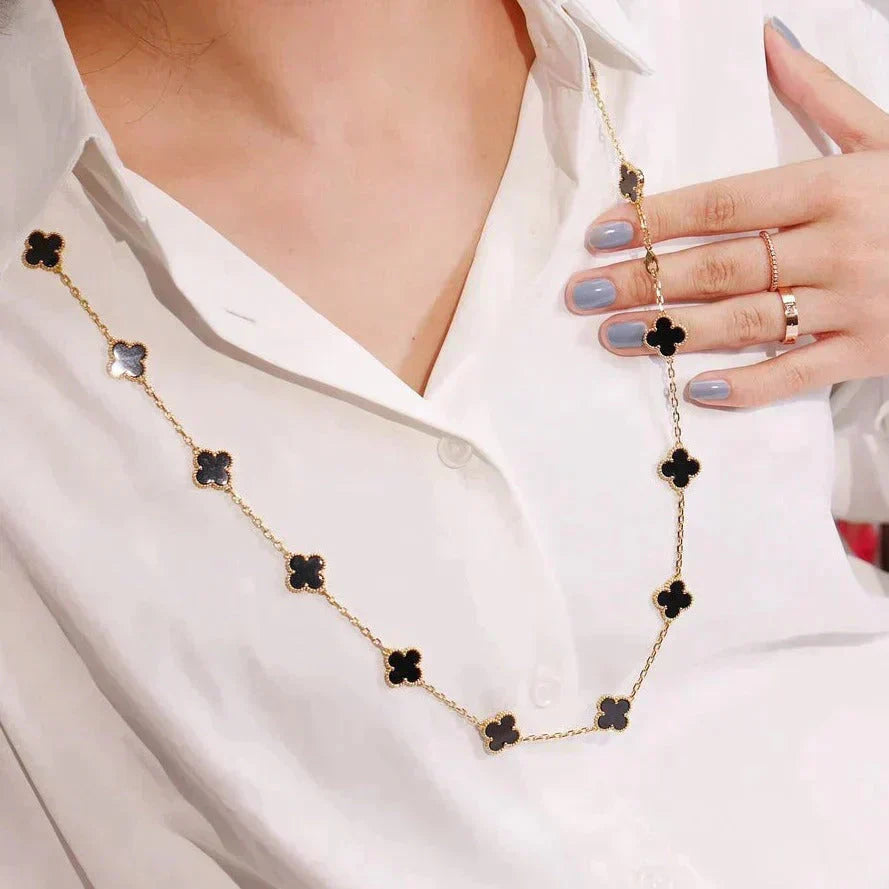 [GALE]CLOVER 20 MOTIFS ONYX NECKLACE