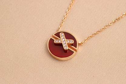 [GALE]JEUX DE PINK GOLD DIAMOND NECKLACE