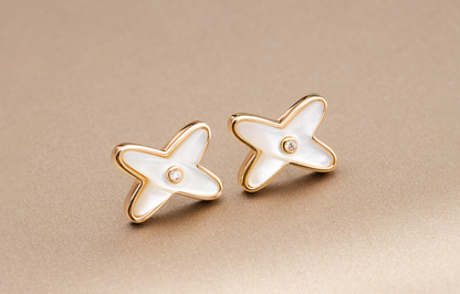 [GALE]JEUX DE WHITE POP ROSE GOLD DIAMOND EARRINGS