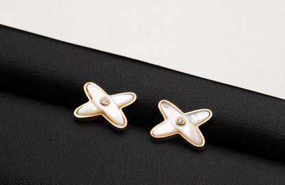 [GALE]JEUX DE WHITE POP ROSE GOLD DIAMOND EARRINGS