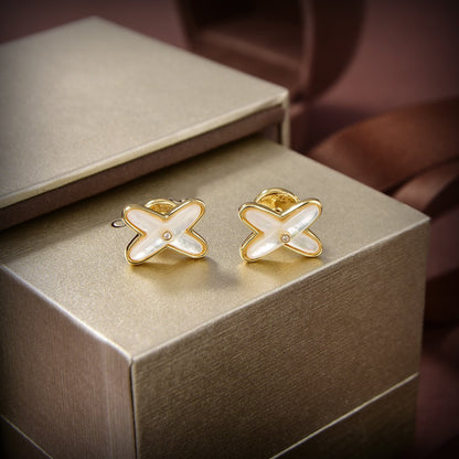 [GALE]JEUX DE WHITE POP GOLD DIAMOND EARRINGS
