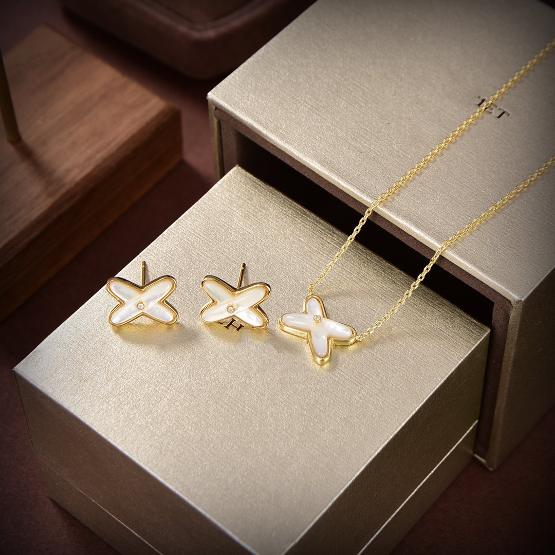 [GALE]JEUX DE WHITE POP GOLD DIAMOND EARRINGS